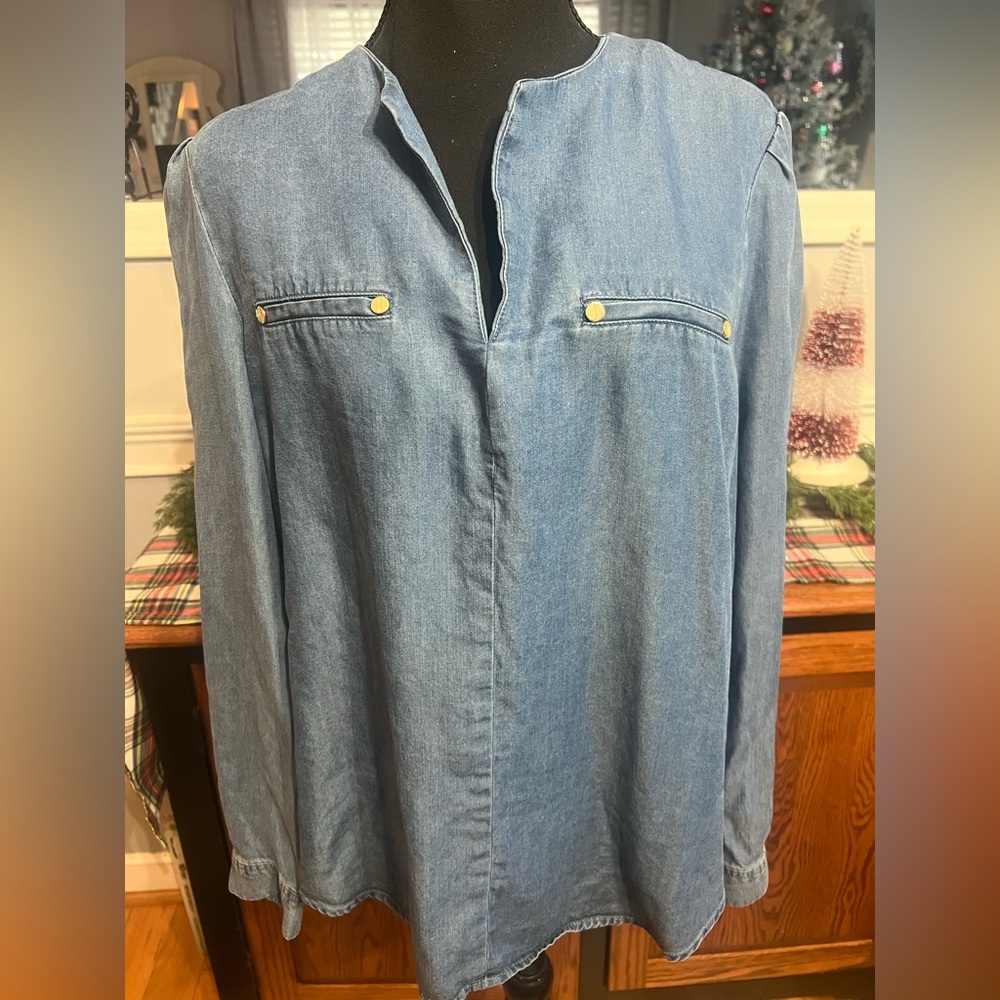 Jones New York Blue Denim Top
